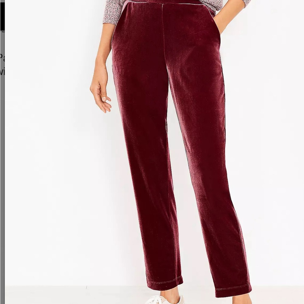 LOFT Velvet Pull On Slim Pants